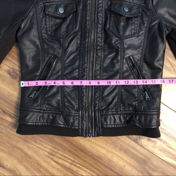 Dark Brown Faux-Leather Bomber Jacket - Picture 11 of 16